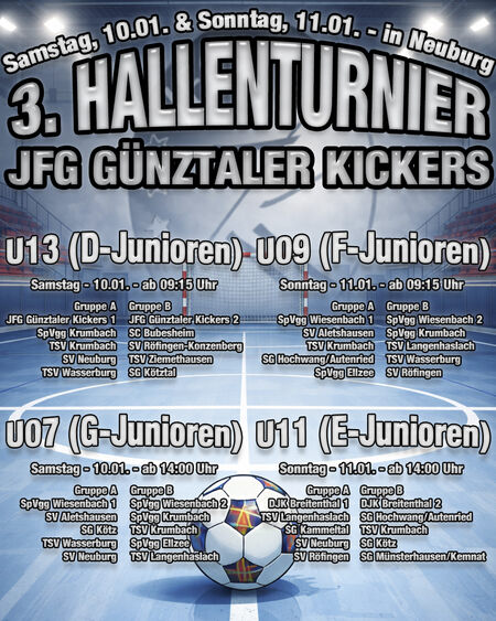 3. Hallenturnier am 10. & 11. Januar 2026 in der Grundschulhalle, Neuburg
